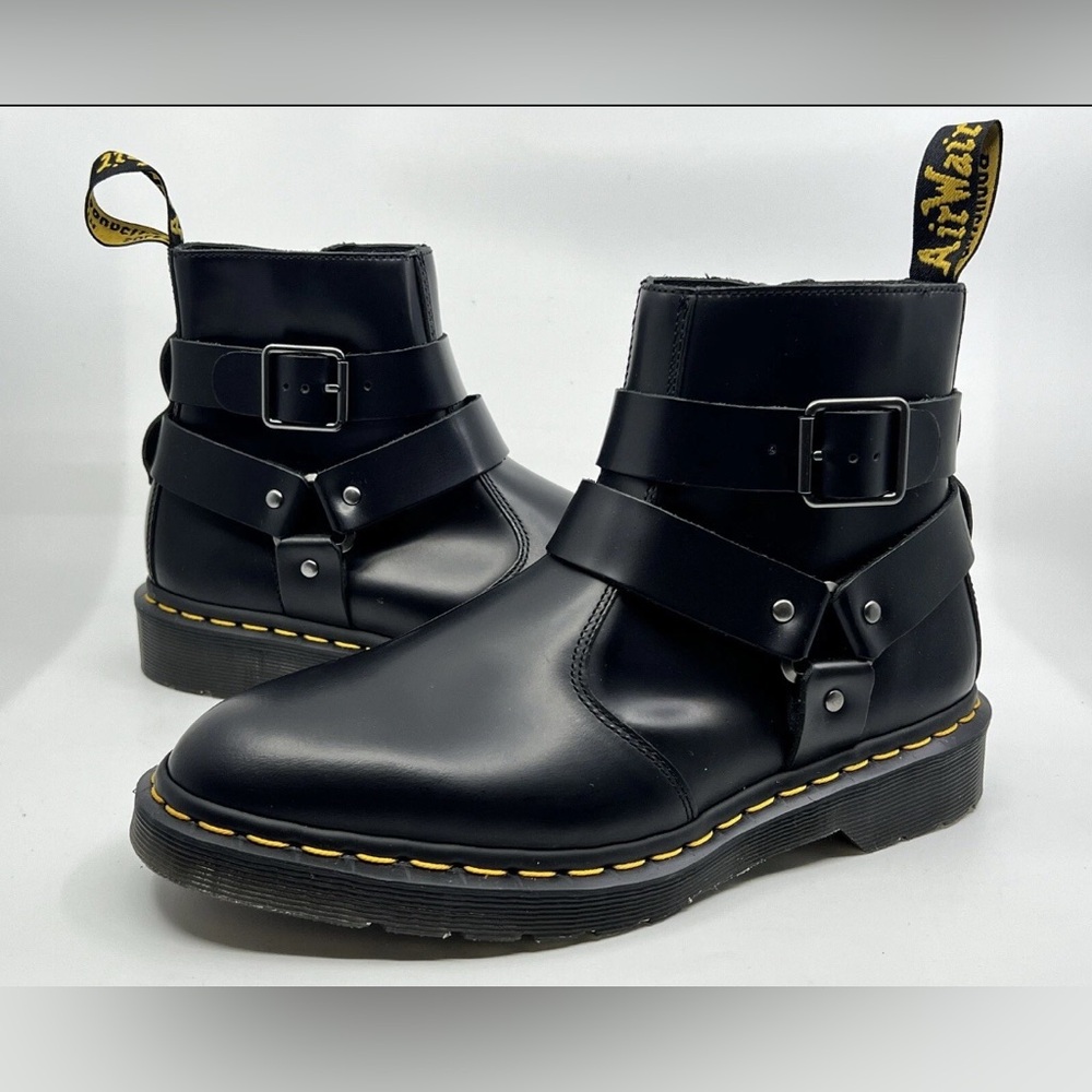 Dr. Martens Black Leather Buckle Boots